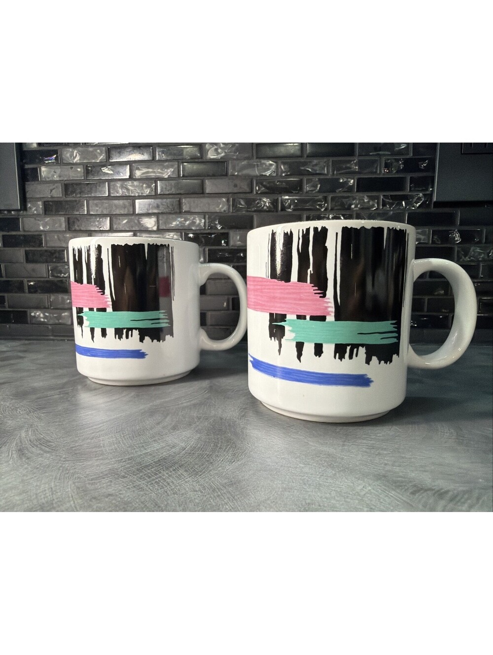 Set 2 Vtg 1992 Design Concepts Newcor "Liza" Retro Iconic 90s Coffee Cup Mugs